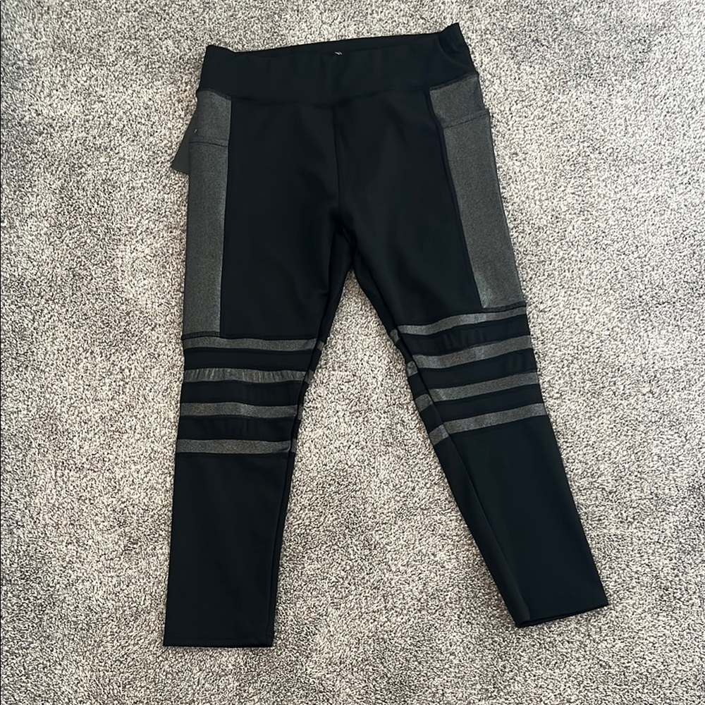 BSP Better Sports Performance NWT Black Gray Active Leggings Size XL